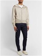 TOM FORD - Leather-Trimmed Knitted Zip-Up Hoodie - Gold
