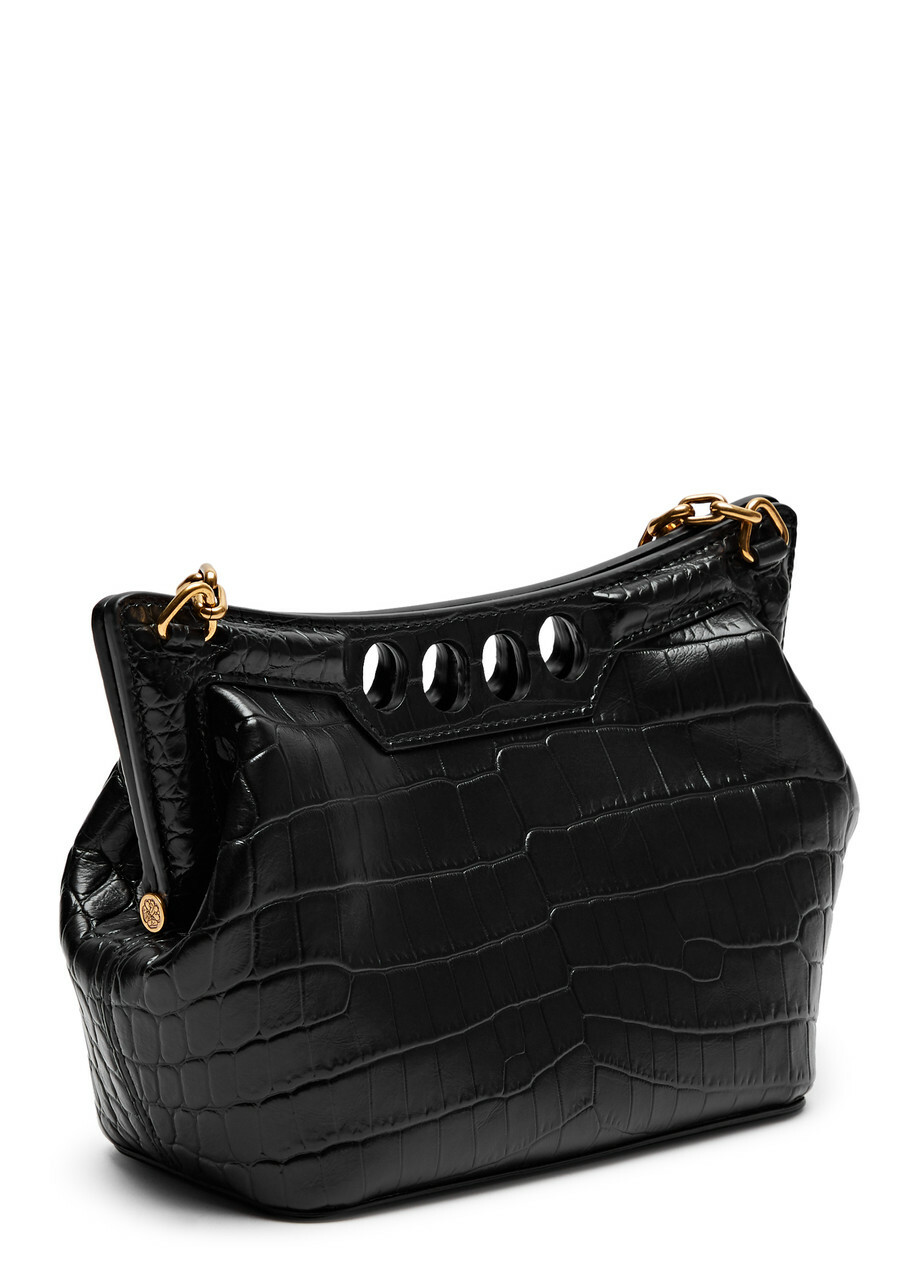 【ALEXANDER MCQUEEN】BIG Sale ★ピーク バッグ ミニ Alexander Mcqueen The Peak Mini Crocodile-effect Faux
