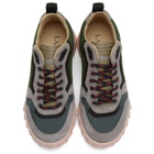 Lanvin Grey and Green Technical Low-Top Sneakers