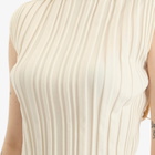 Pleats Please Issey Miyake Women's Rib Knit Short Sleeve Top in Off White 