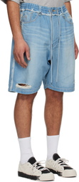 mastermind JAPAN Blue Inside-Out Denim Shorts
