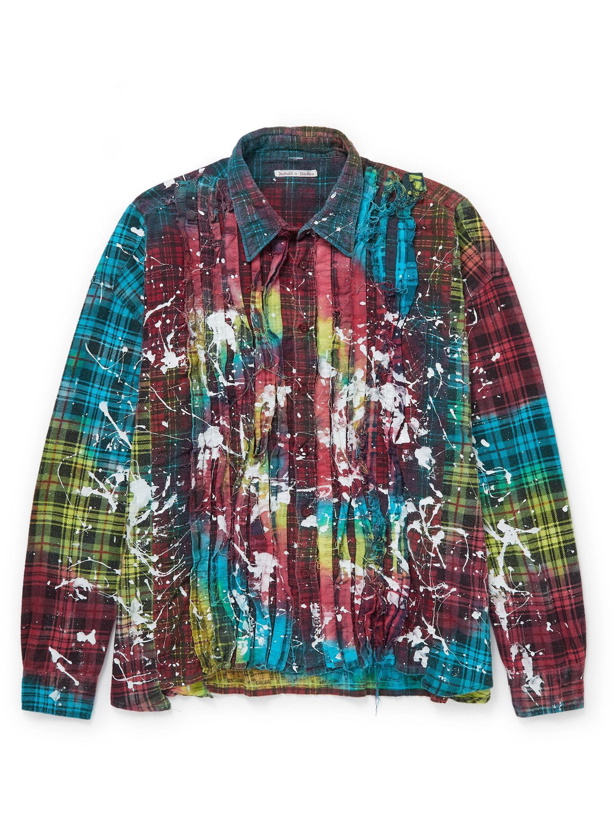 Photo: Needles - Paint-Splattered Patchwork Checked Cotton-Flannel Shirt