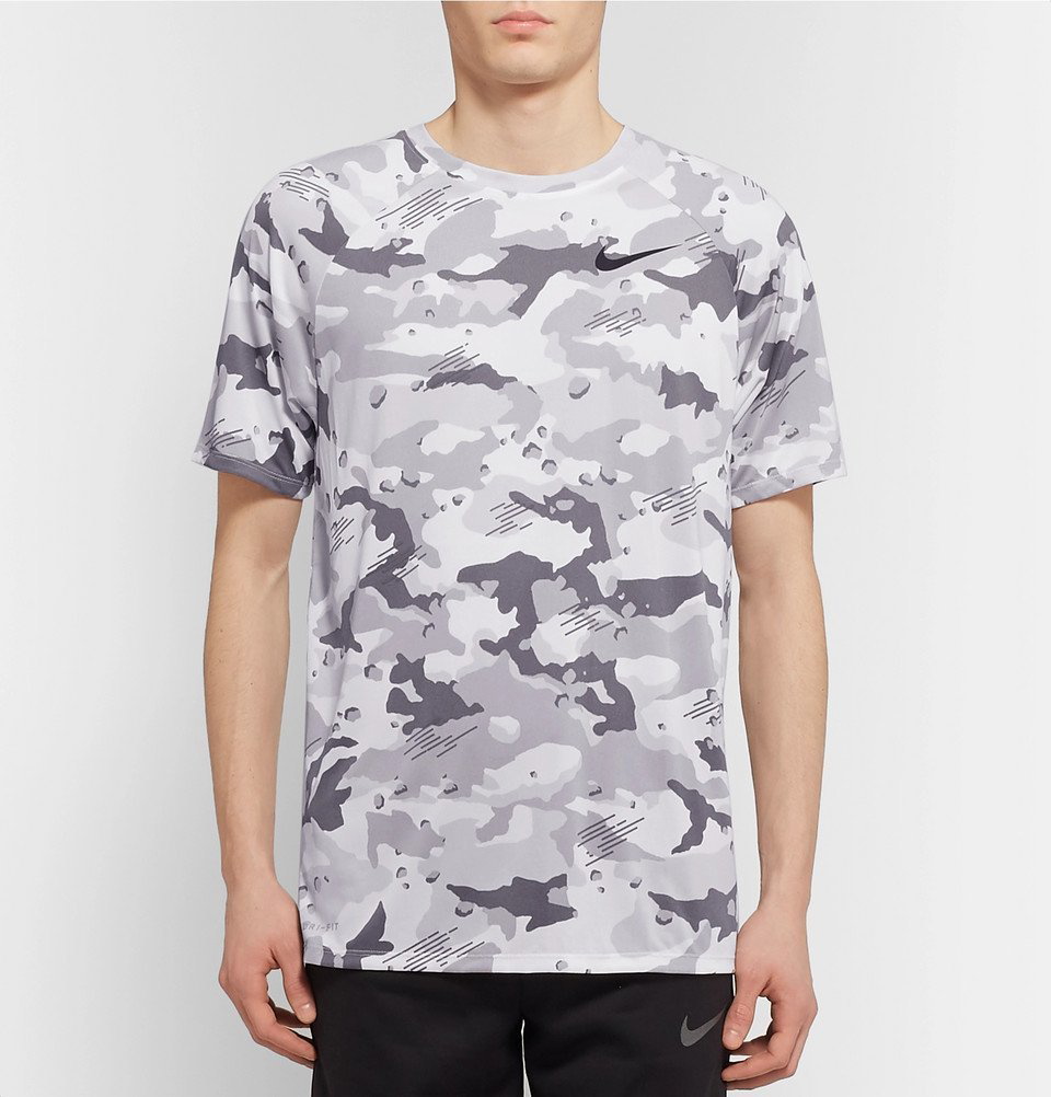 Nike Training Dri-FIT camo print t-shirt in gray