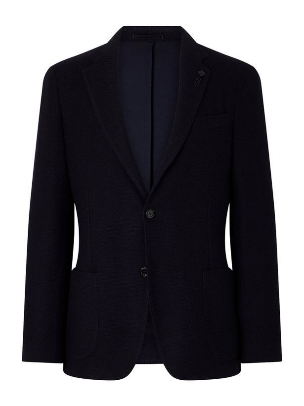 Photo: Lardini - Honeycomb-Knit Wool Blazer - Blue