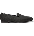 Anderson & Sheppard - George Cleverley Leather-Trimmed Cashmere Slippers - Gray