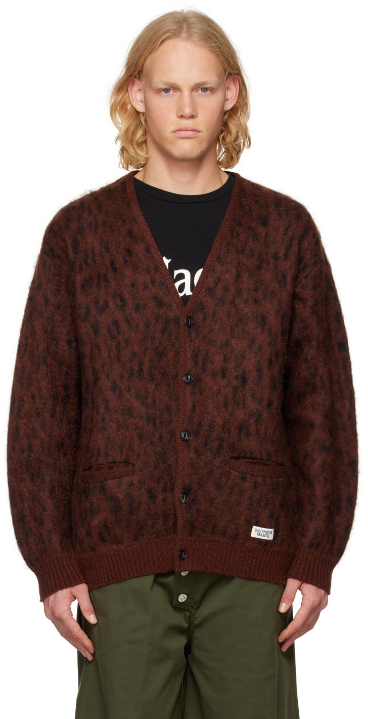 WACKO MARIA Burgundy Leopard Cardigan Wacko Maria