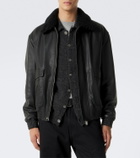 Arma Bari teddy-trimmed leather blouson jacket