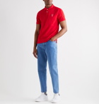 AMI - Logo-Appliquéd Cotton-Jersey Polo Shirt - Red