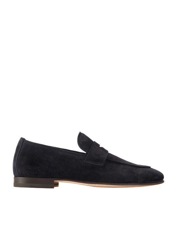 Photo: Officine Creative - Oliver 010 Suede Penny Loafers - Blue