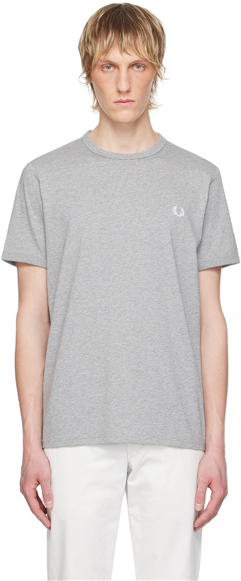 Photo: Fred Perry Gray Ringer T-Shirt