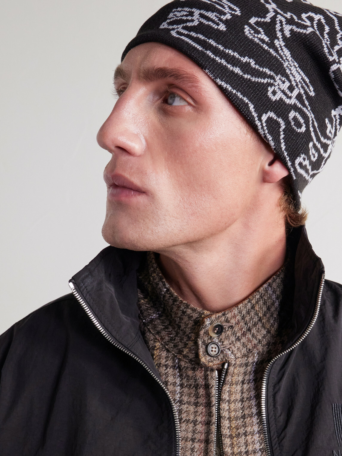 Blue Blue Japan - Cloud Sea Jacquard Beanie - Black