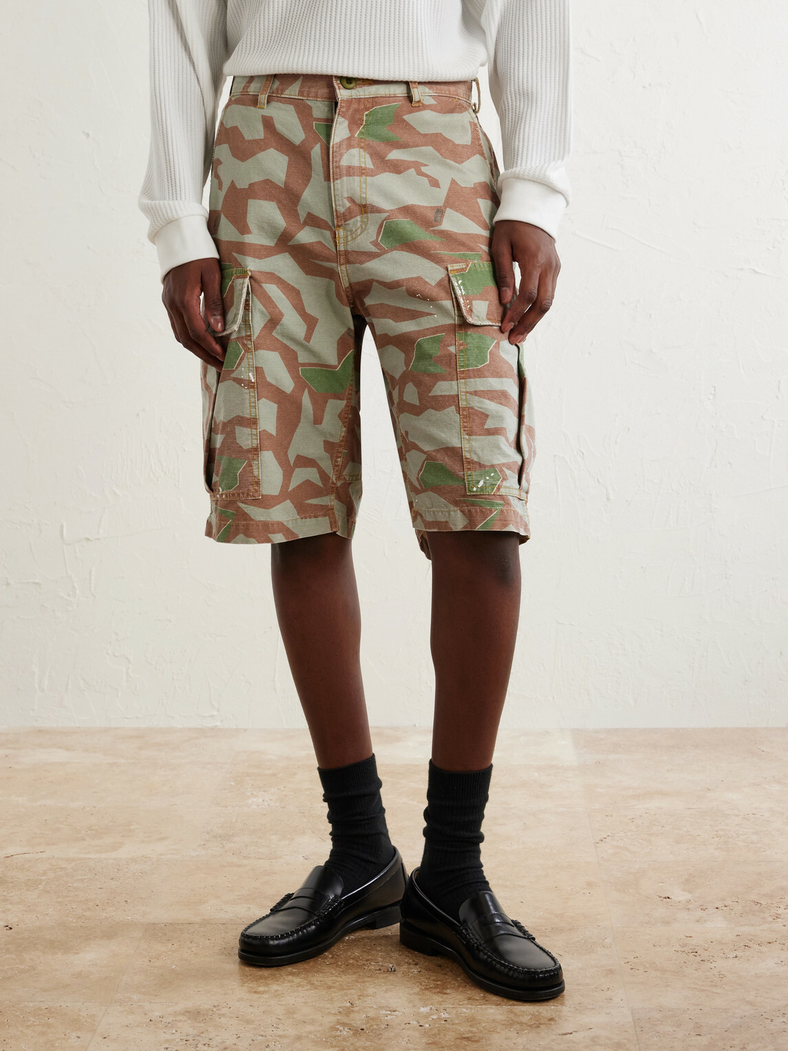 Cherry Los Angeles - Wide-Leg Camouflage-Print Shorts - Brown