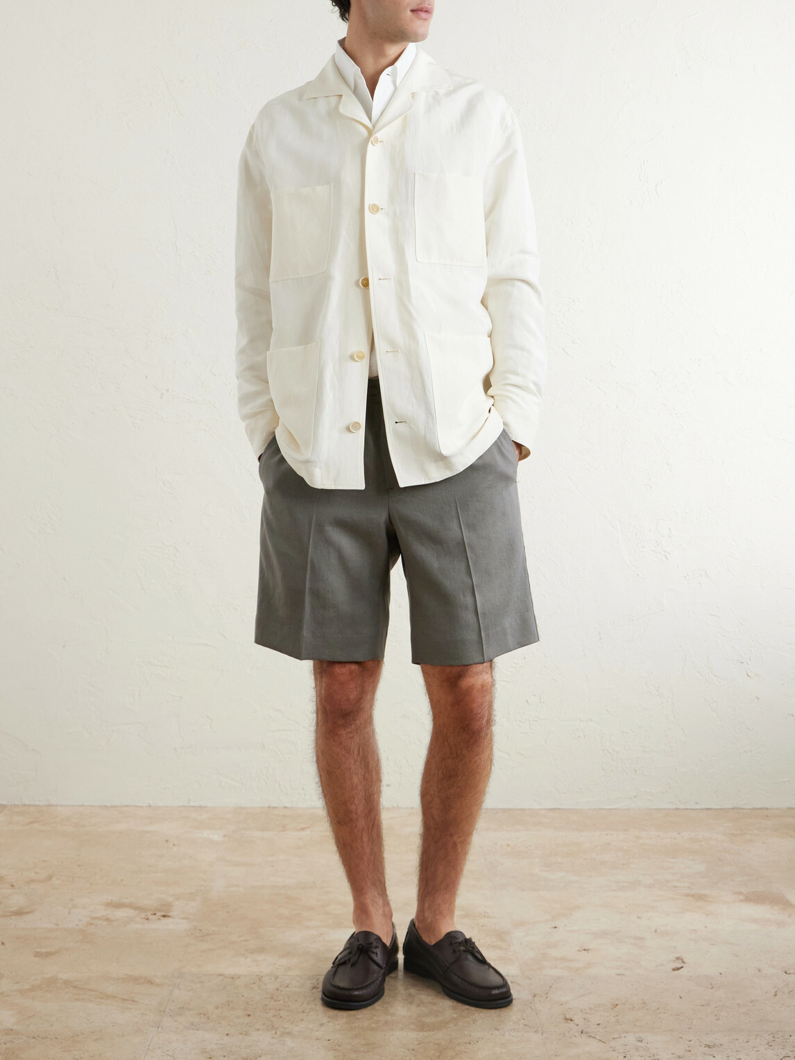 Zegna - Oasi Straight-Leg Linen Shorts - Gray
