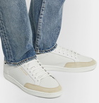 SAINT LAURENT - SL/10 Suede-Trimmed Perforated Leather Sneakers - White