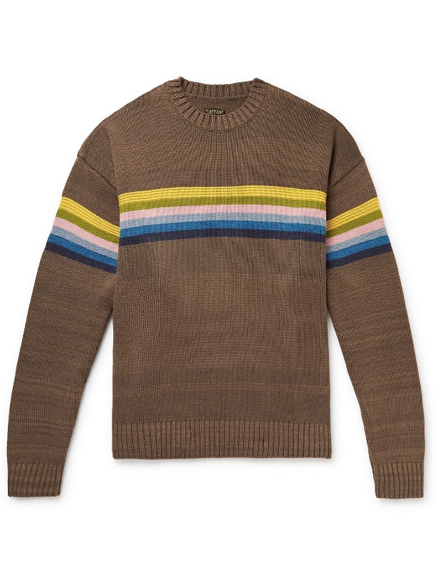 Photo: KAPITAL - Striped Cotton-Blend Jacquard Sweater - Brown