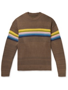 KAPITAL - Striped Cotton-Blend Jacquard Sweater - Brown
