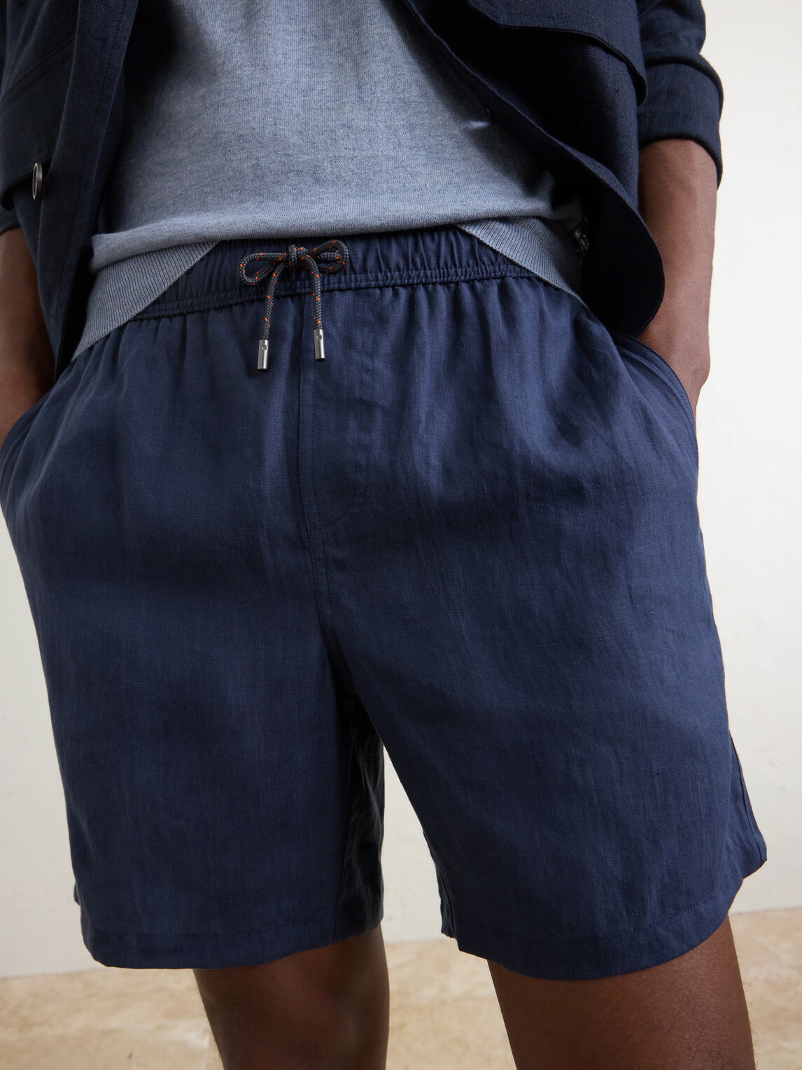 SEASE - Cod-2 Straight-Leg Hemp Drawstring Shorts - Blue