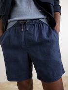 SEASE - Cod-2 Straight-Leg Hemp Drawstring Shorts - Blue