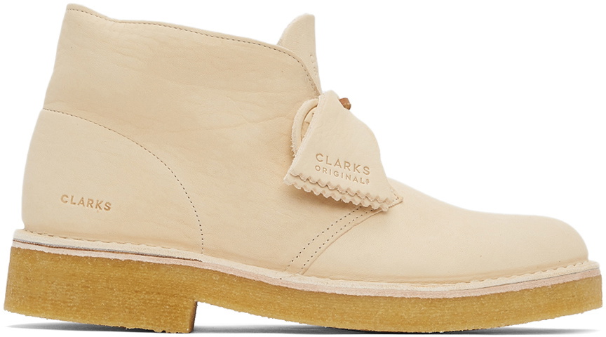 Clarks Originals Off-White Leather Desert Boots Clarks Originals