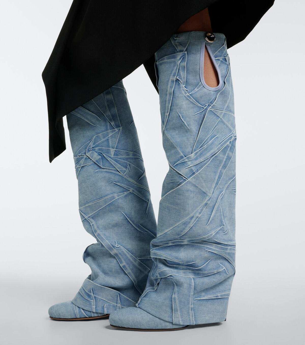 The Attico Leon denim knee-high boots