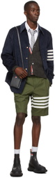 Thom Browne Navy Corduroy 4-Bar Snap Front Shirt Jacket
