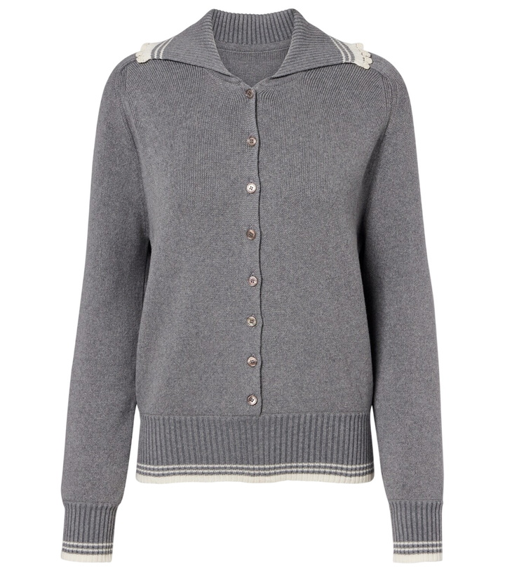 Photo: Magda Butrym Crochet-trimmed cotton and cashmere polo sweater