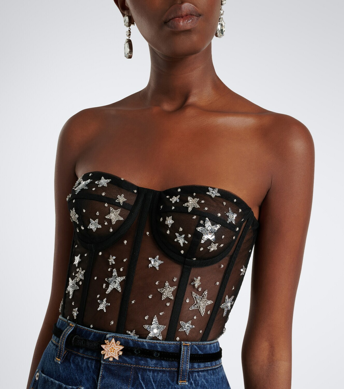 Dolce&Gabbana Embellished mesh bustier