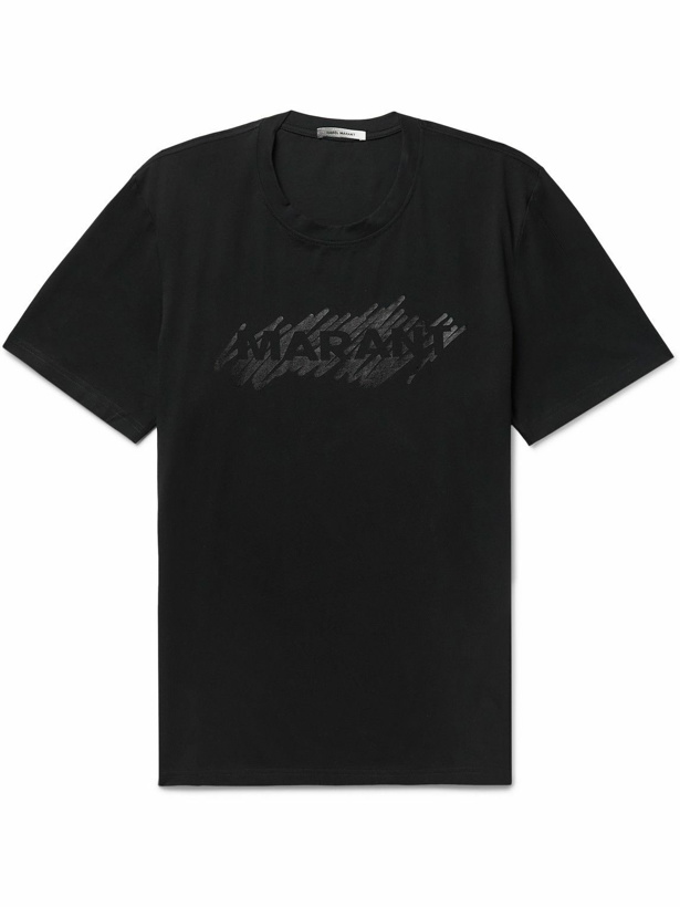 Photo: Isabel Marant - Hanorih Logo-Print Cotton-Jersey T-Shirt - Black