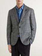 Lardini - Prince Of Wales Checked Wool, Silk and Cashmere-Blend Blazer - Gray