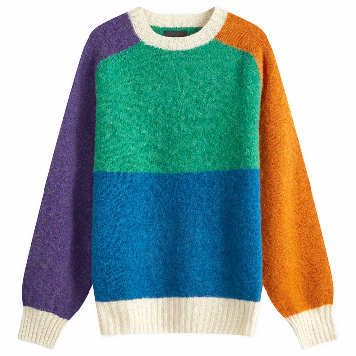 Photo: Howlin by Morrison Men's Howlin' Firecracker Colour Block Jumper in Greendream