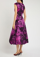 Talbot Runhof Floral-jacquard Satin-twill Midi Dress Pink