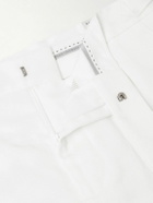 Brunello Cucinelli - Wide-Leg Pleated Cotton and Linen-Blend Bermuda Shorts - White