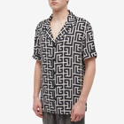 Balmain Men's Monogram Vacation Shirt in Ivory/Black