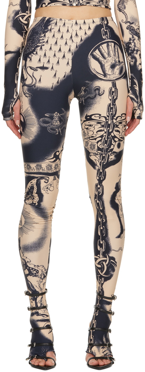 DIESEL Tattoo Print Sheer leggings in Black