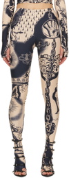 Jean Paul Gaultier Beige Graphic Leggings