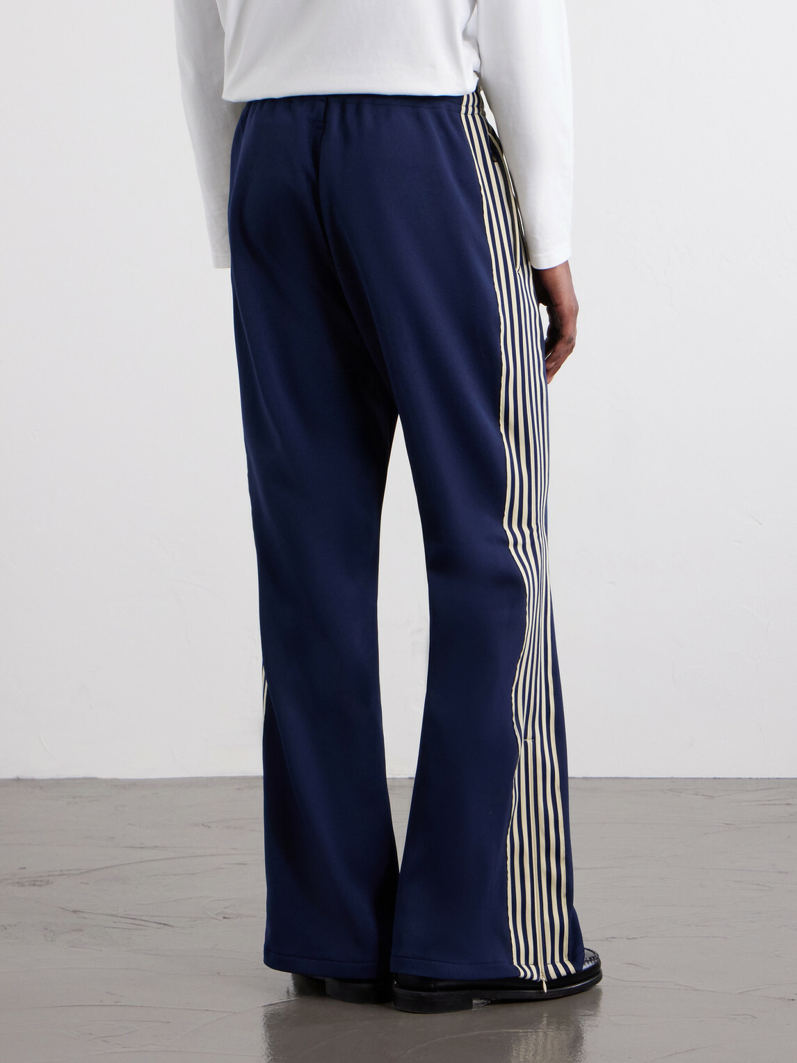 KAPITAL - Straight-Leg Striped Jersey Sweatpants - Blue