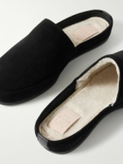 Mulo - Shearling-Lined Suede Slippers - Black