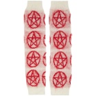Ashley Williams White and Red Mohair Pentagram Arm and Leg Warmers