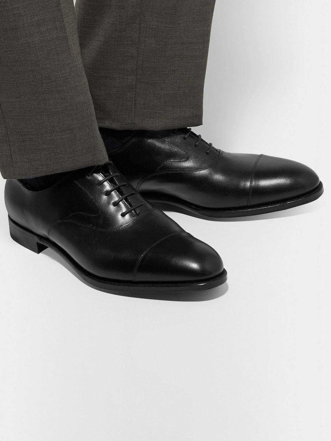 Edward Green - Chelsea Cap-Toe Burnished-Leather Oxford Shoes - Black