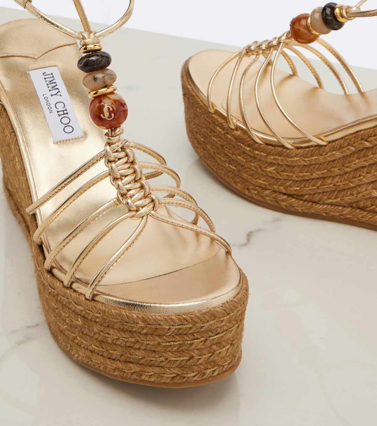 Jimmy Choo Lemi embellished leather wedge sandals