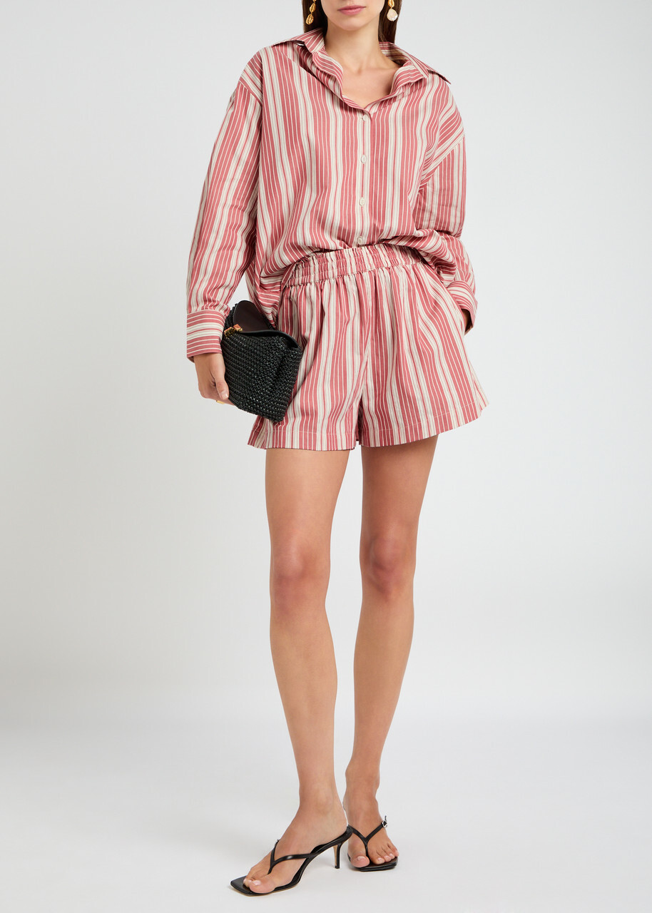 Faithfull The Brand Capri Striped Cotton-poplin Shirt Red And White