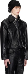 Kiko Kostadinov Black Kraner Cropped Leather Jacket