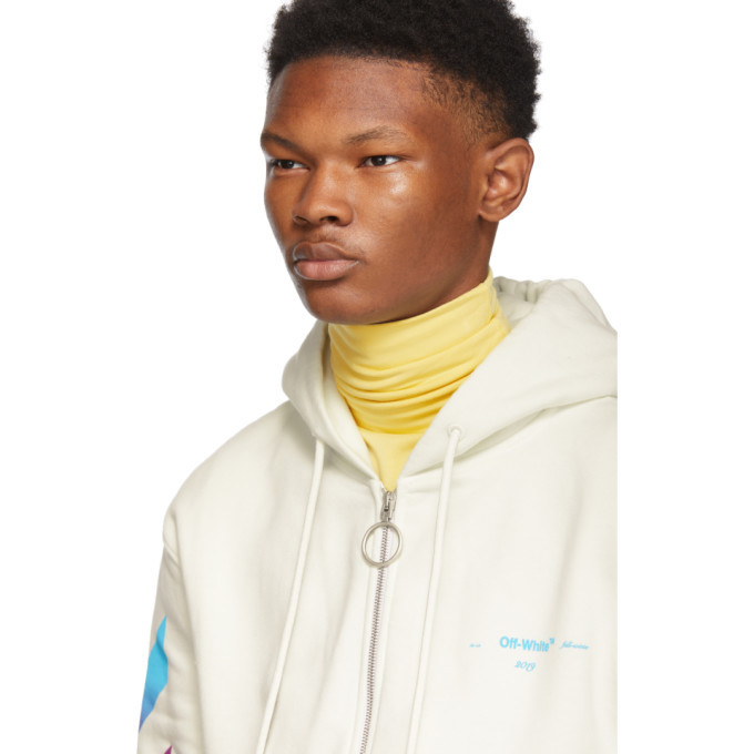 Off-White White Diagonal Gradient Zip Hoodie