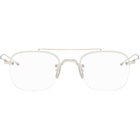 Thom Browne Silver Titanium Semi-Rimless Pilot Glasses