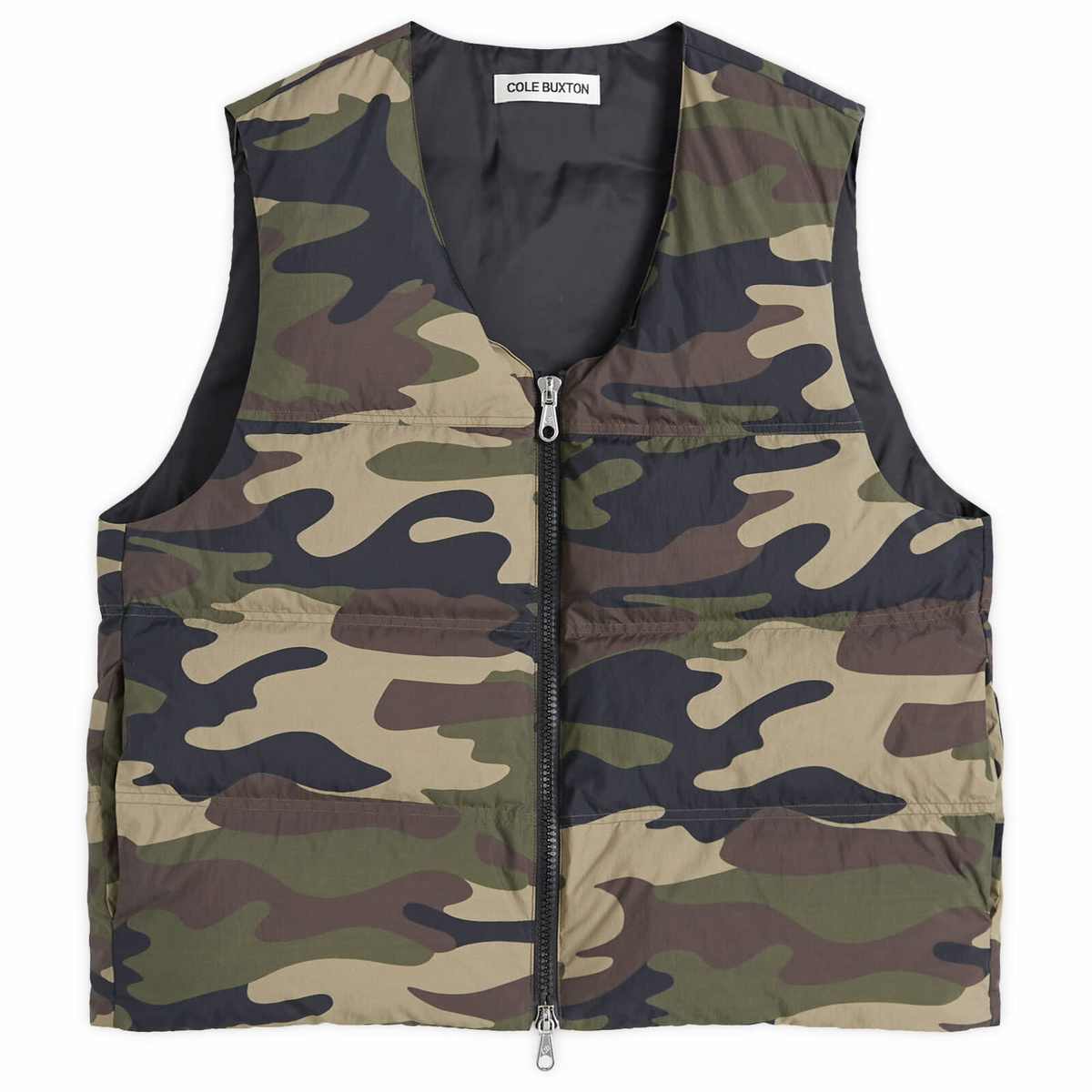 END. x Cole Buxton Down Insulated Gilet in Camo