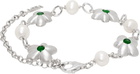 VEERT White Gold 'The Green Pearl Flower' Bracelet