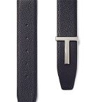 TOM FORD - 4cm Black and Navy Reversible Full-Grain Leather Belt - Blue