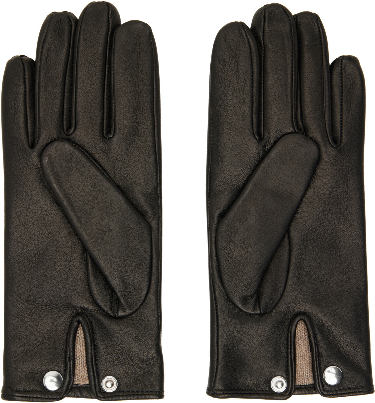 Ernest W. Baker Black Cashmere Lined Leather Gloves