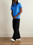 Moncler - Logo-Flocked Appliquéd Cotton-Jersey T-Shirt - Blue