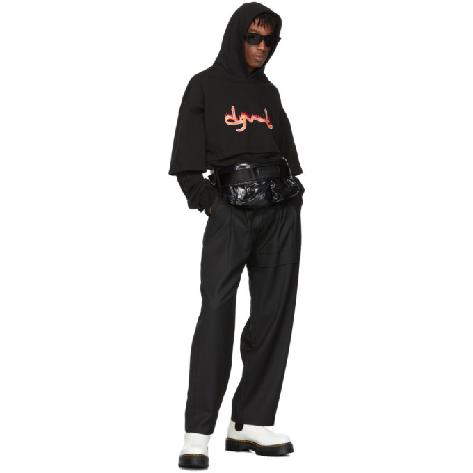 D.Gnak by Kang.D Black Double Layered Logo Print Hoodie